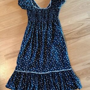 Christy Dawn Blue Floral Smocked Dress
